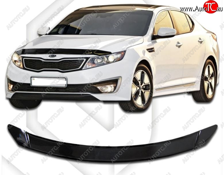 1 899 р. Дефлектор капота CA-Plastic  KIA Optima  3 TF (2010-2016) дорестайлинг седан, рестайлинг седан (Classic черный, Без надписи)  с доставкой в г. Королёв