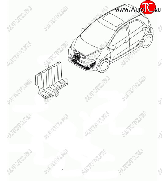 1 849 р. Правый защита двигателя (пыльник) HYUNDAI/KIA/MOBIS KIA Picanto 2 TA хэтчбэк 5 дв. дорестайлинг (2011-2015)  с доставкой в г. Королёв