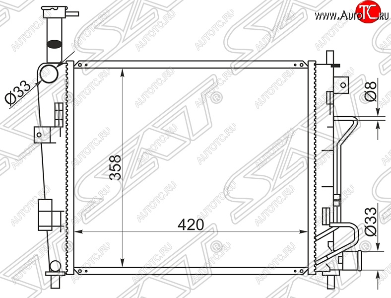 6 999 р. Радиатор двигателя SAT  KIA Picanto ( 2 TA хэтчбэк 5 дв.,  2 TA хэтчбэк 3 дв.) (2011-2017) дорестайлинг, дорестайлинг, рестайлинг, рестайлинг  с доставкой в г. Королёв