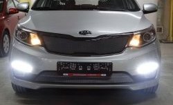 Нижняя сетка на бампер Russtal (хром) KIA Rio 3 QB рестайлинг седан (2015-2017)