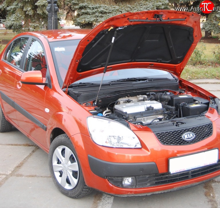 2 969 р. Упор капота Sport KIA Rio 2 JB дорестайлинг, хэтчбэк 5 дв. (2005-2009)  с доставкой в г. Королёв