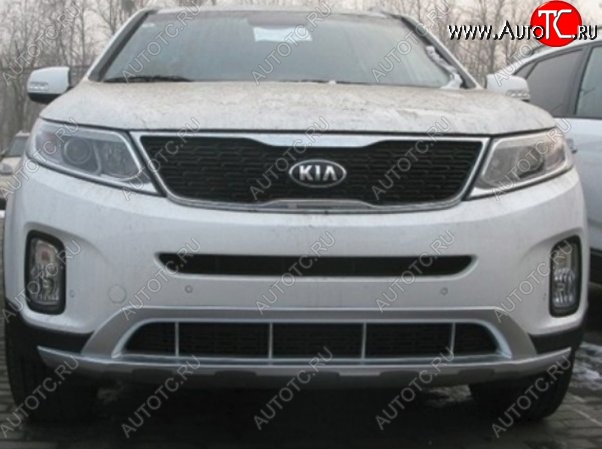 17 299 р. Накладка на передний бампер CT KIA Sorento XM рестайлинг (2012-2015) (Неокрашенная)  с доставкой в г. Королёв