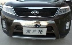 5 449 р. Накладка на передний бампер SuvStyle KIA Sorento XM рестайлинг (2012-2015) (Неокрашенная)  с доставкой в г. Королёв. Увеличить фотографию 2