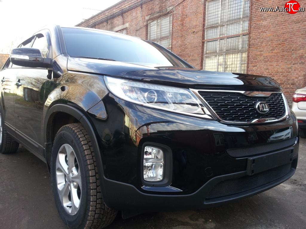 1 469 р. Нижняя сетка на бампер Russtal (черная) KIA Sorento XM рестайлинг (2012-2015)  с доставкой в г. Королёв