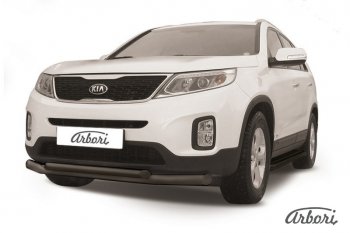 7 019 р. Защита переднего бампера Arbori (черная, 2 трубы d57 и 42 mm)  KIA Sorento  XM (2012-2015) рестайлинг  с доставкой в г. Королёв. Увеличить фотографию 1