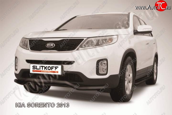 11 999 р. Защита переднего бампера из трубы d57 Slitkoff (волна) KIA Sorento XM рестайлинг (2012-2015) (Цвет: серебристый)  с доставкой в г. Королёв