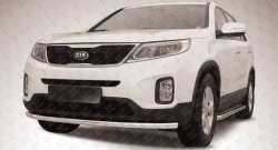 12 299 р. Одинарная защита переднего бампера из трубы диаметром 57 мм Slitkoff  KIA Sorento  XM (2012-2015) рестайлинг (Нержавейка, Полированная)  с доставкой в г. Королёв. Увеличить фотографию 1