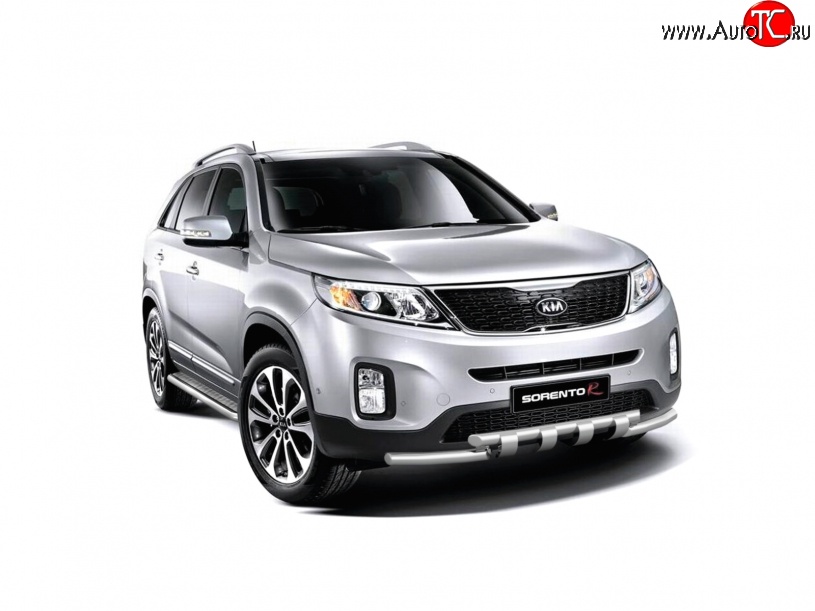 13 499 р. Широкая защита порогов Petroil Tuning KIA Sorento XM рестайлинг (2012-2015) (Нержавеющая полированная сталь)  с доставкой в г. Королёв