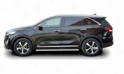 17 299 р. Защита порогов из круглой трубы диаметром 63 мм Russtal KIA Sorento UM/Prime дорестайлинг (2014-2018) (Защита порогов с со скосами на торцах (вариант 1))  с доставкой в г. Королёв. Увеличить фотографию 3