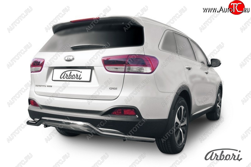 5 299 р. Защита заднего бампера Arbori (волна, нержавейка, 1 труба d57 mm). KIA Sorento UM/Prime дорестайлинг (2014-2018)  с доставкой в г. Королёв