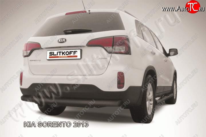 8 999 р. Защита заднего бампера из трубы d76 Slitkoff (длинная)  KIA Sorento  XM (2012-2015) рестайлинг (Цвет: серебристый)  с доставкой в г. Королёв