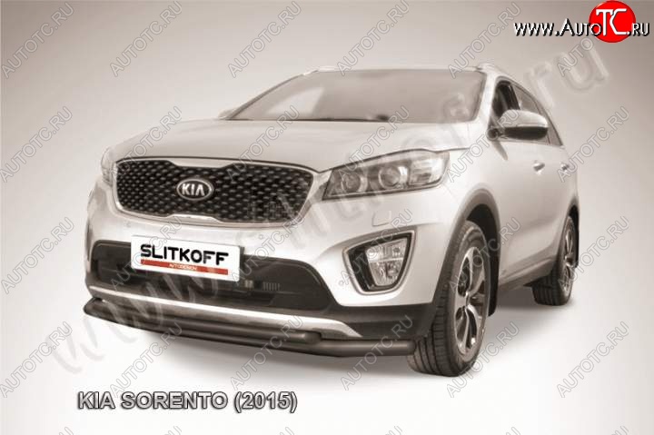 10 499 р. Защита переднего бампера из труб d57+d42 Slitkoff KIA Sorento UM/Prime дорестайлинг (2014-2018) (Цвет: серебристый)  с доставкой в г. Королёв