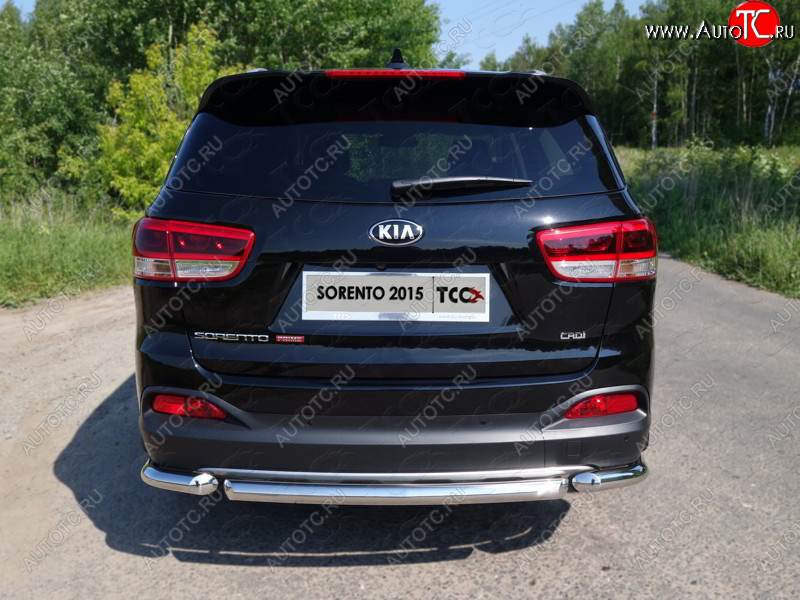 12 299 р. Защита заднего бампера (короткая) ТСС (нержавейка d 60,3 мм) KIA Sorento UM/Prime дорестайлинг (2014-2018)  с доставкой в г. Королёв