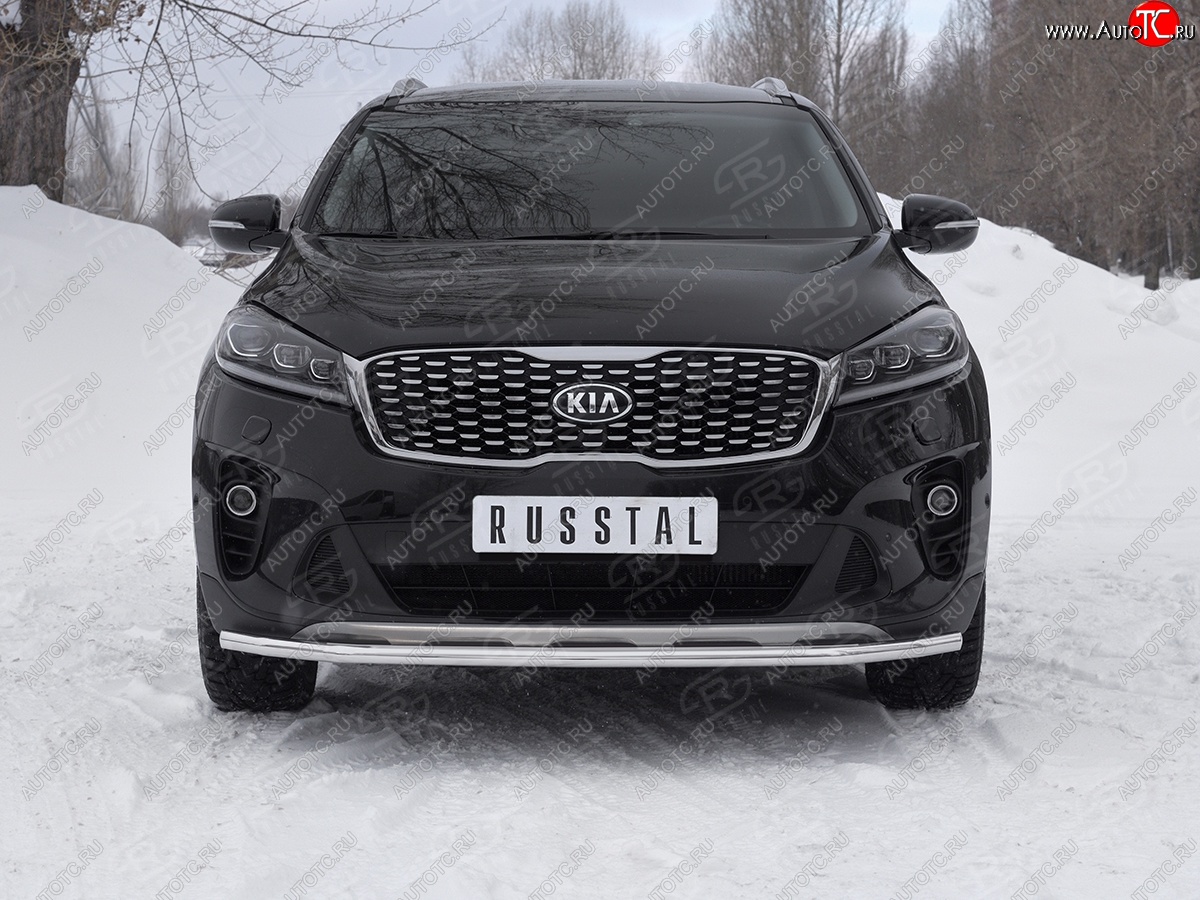 18 399 р. Защита переднего бампера (Ø42 мм, нержавейка) SLITKOFF  KIA Sorento  UM/Prime (2018-2020) рестайлинг  с доставкой в г. Королёв