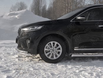 21 949 р. Защита переднего бампера (Ø 63/42 мм с углами, нержавейка) SLITKOFF  KIA Sorento  UM/Prime (2018-2020) рестайлинг  с доставкой в г. Королёв. Увеличить фотографию 3