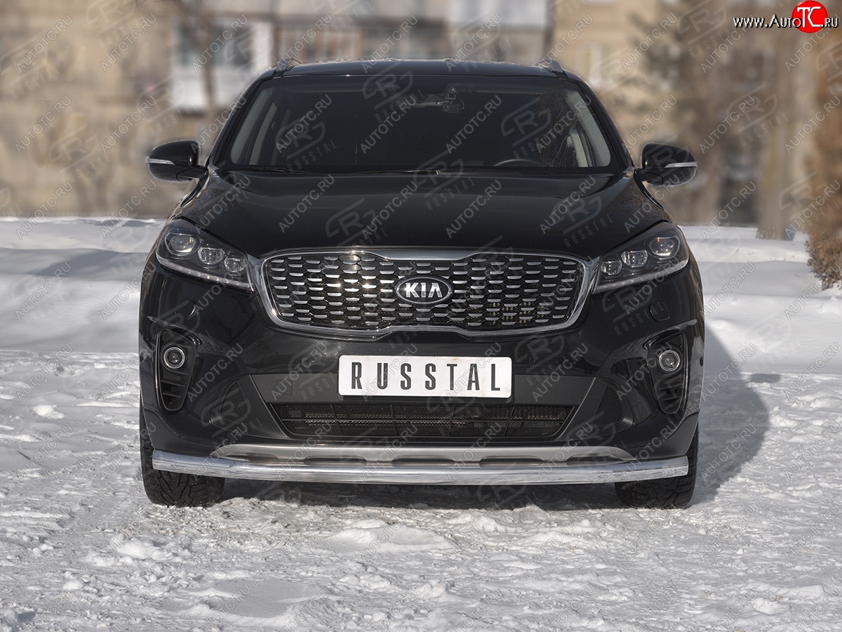 16 999 р. Защита переднего бампера (Ø63 мм, нержавейка) SLITKOFF  KIA Sorento  UM/Prime (2018-2020) рестайлинг  с доставкой в г. Королёв