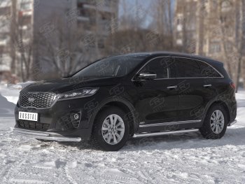 20 899 р. Защита переднего бампера (2 трубы Ø63 и 42 мм, нержавейка) SLITKOFF KIA Sorento UM/Prime рестайлинг (2018-2020)  с доставкой в г. Королёв. Увеличить фотографию 2