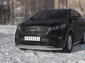 20 899 р. Защита переднего бампера (2 трубы Ø63 и 42 мм, нержавейка) SLITKOFF KIA Sorento UM/Prime рестайлинг (2018-2020)  с доставкой в г. Королёв. Увеличить фотографию 4