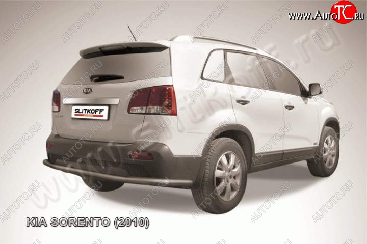 11 999 р. Защита заднего бампера из трубы d57 Slitkoff (длинная) KIA Sorento XM дорестайлинг (2009-2012) (Цвет: серебристый)  с доставкой в г. Королёв