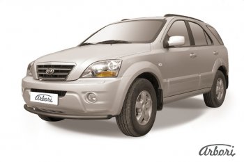 5 669 р. Защита переднего бампера Arbori (черная, 1 труба d57 mm). KIA Sorento BL рестайлинг (2006-2010)  с доставкой в г. Королёв. Увеличить фотографию 1