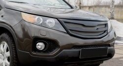 4 999 р. Решётка радиатора RA KIA Sorento XM дорестайлинг (2009-2012) (Глянец под окраску, с металлической сеткой, Неокрашенная)  с доставкой в г. Королёв. Увеличить фотографию 2