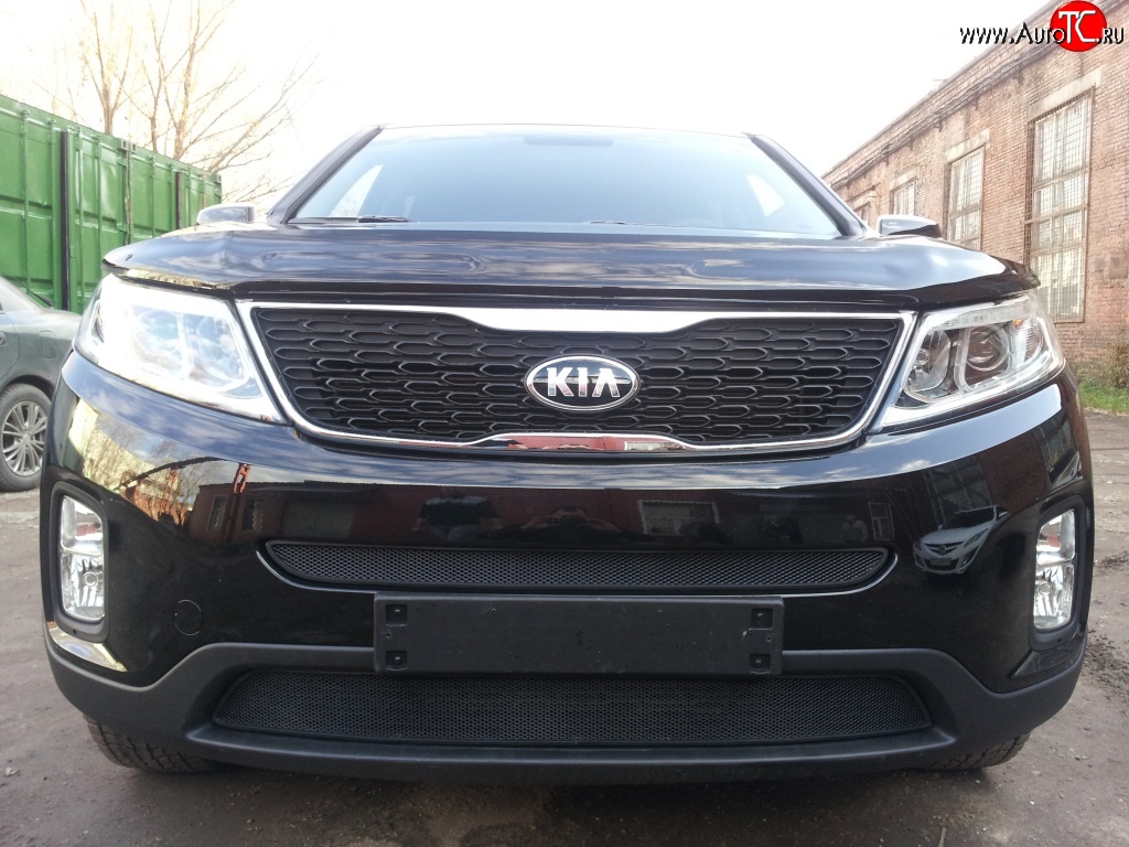 1 469 р. Нижняя сетка на бампер Russtal (черная) KIA Sorento XM рестайлинг (2012-2015)  с доставкой в г. Королёв