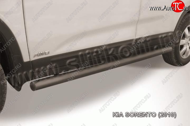 11 499 р. Защита порогов из труб d57 Slitkoff  KIA Sorento  XM (2009-2012) дорестайлинг (Цвет: серебристый)  с доставкой в г. Королёв