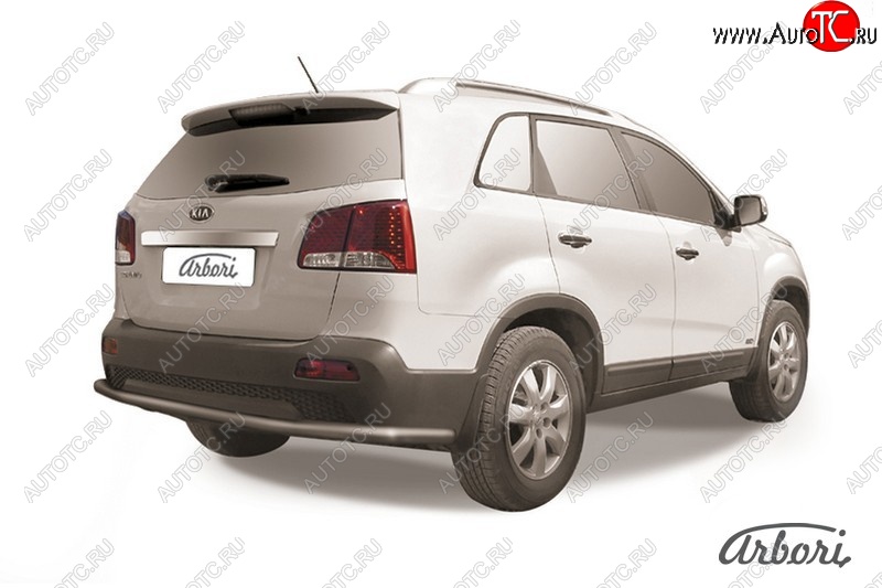 8 099 р. Защита заднего бампера Arbori (длинная, черная, 1 труба d57 mm). KIA Sorento XM дорестайлинг (2009-2012)  с доставкой в г. Королёв