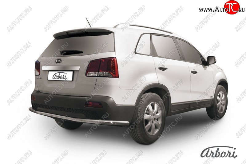 15 299 р. Защита заднего бампера Arbori (длинная, нержавейка, 1 труба d57 mm). KIA Sorento XM дорестайлинг (2009-2012)  с доставкой в г. Королёв