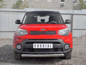 10 349 р. Защита переднего бампера (Ø75х42 мм, нержавейка) Russtal  KIA Soul  PS (2014-2016) дорестайлинг  с доставкой в г. Королёв. Увеличить фотографию 2