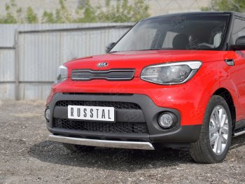 10 349 р. Защита переднего бампера (Ø75х42 мм, нержавейка) Russtal  KIA Soul  PS (2014-2016) дорестайлинг  с доставкой в г. Королёв. Увеличить фотографию 4