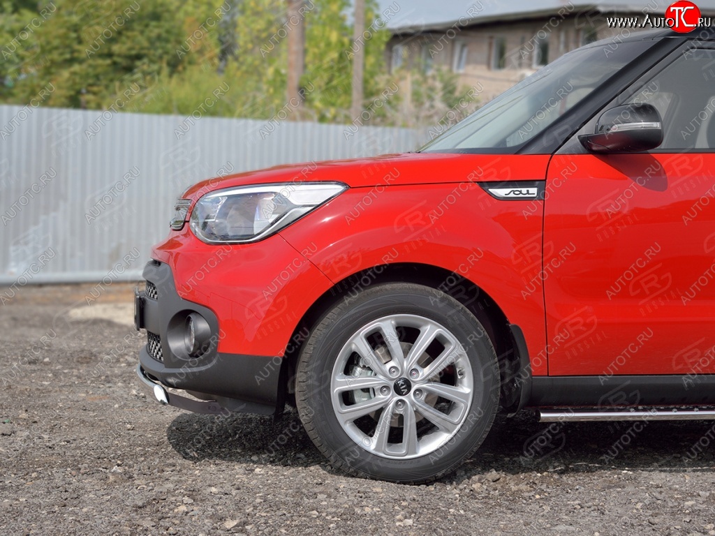 10 349 р. Защита переднего бампера (Ø75х42 мм, нержавейка) Russtal  KIA Soul  PS (2014-2016) дорестайлинг  с доставкой в г. Королёв