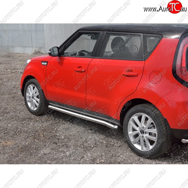 21 999 р. Защита порогов из круглой трубы диаметром 63 мм SLITKOFF v3  KIA Soul  PS (2014-2016) дорестайлинг  с доставкой в г. Королёв