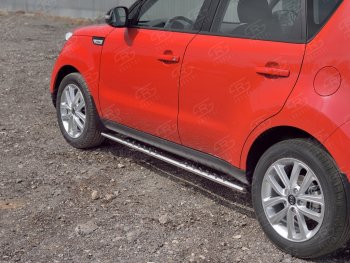 21 749 р. Защита порогов из овальной трубы d75x42 мм с проступью Russtal KIA Soul PS дорестайлинг (2014-2016)  с доставкой в г. Королёв. Увеличить фотографию 2