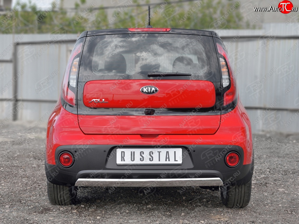 10 349 р. Защита заднего бампера (Ø75x42 мм, нержавейка) Russtal  KIA Soul  PS (2014-2016) дорестайлинг  с доставкой в г. Королёв