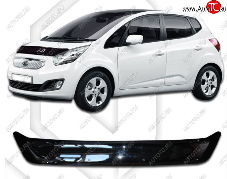 1 799 р. Дефлектор капота CA-Plastiс  KIA Venga (2009-2025) дорестайлинг, рестайлинг (Classic черный, Без надписи)  с доставкой в г. Королёв