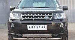 20 699 р. Защита переднего бампера (2 трубыØ63 и 42 мм, нержавейка) SLITKOFF Land Rover Freelander L359 дорестайлинг (2006-2010)  с доставкой в г. Королёв. Увеличить фотографию 2