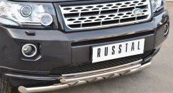 20 699 р. Защита переднего бампера (2 трубыØ63 и 42 мм, нержавейка) SLITKOFF Land Rover Freelander L359 дорестайлинг (2006-2010)  с доставкой в г. Королёв. Увеличить фотографию 3