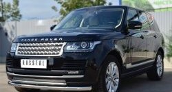 16 899 р. Защита переднего бампера (2 трубыØ63 и 42 мм, нержавейка) SLITKOFF  Land Rover Range Rover  4 L405 (2012-2017) дорестайлинг  с доставкой в г. Королёв. Увеличить фотографию 4