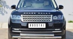 24 899 р. Защита переднего бампера (2 трубыØ76 и 63 мм, нержавейка) SLITKOFF  Land Rover Range Rover  4 L405 (2012-2017) дорестайлинг  с доставкой в г. Королёв. Увеличить фотографию 4