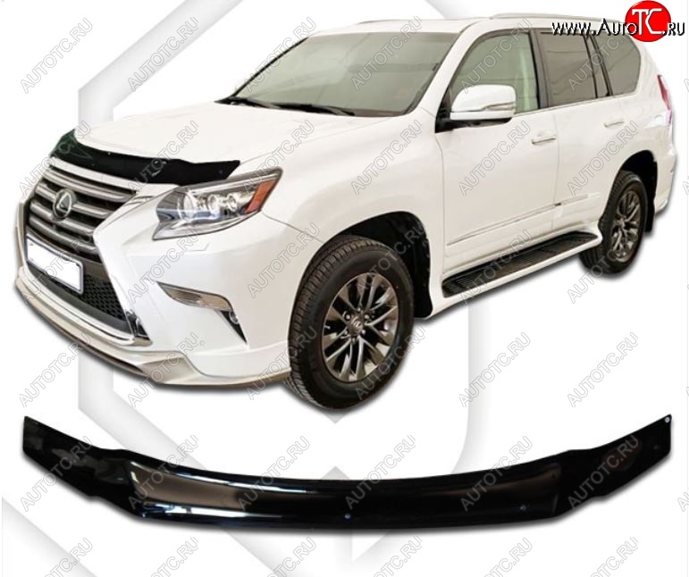 2 099 р. Дефлектор капота CA-Plastiс  Lexus GX460  J150 (2013-2022) 1-ый рестайлинг, 2-ой рестайлинг (Classic черный, Без надписи)  с доставкой в г. Королёв