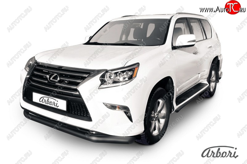 11 339 р. Защита переднего бампера Arbori (черная, 1 труба d76 mm). Lexus GX460 J150 1-ый рестайлинг (2013-2019)  с доставкой в г. Королёв