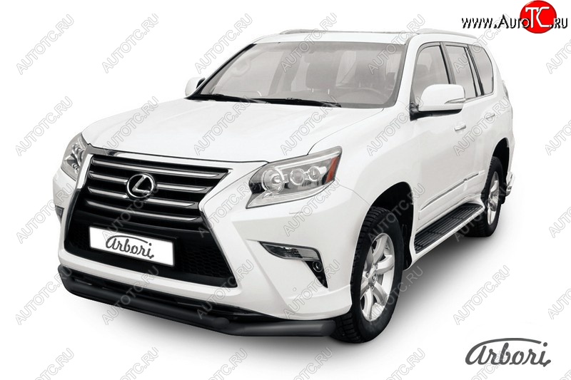 13 499 р. Защита переднего бампера Arbori (черная, 2 трубы d76 и 57 mm) Lexus GX460 J150 1-ый рестайлинг (2013-2019)  с доставкой в г. Королёв