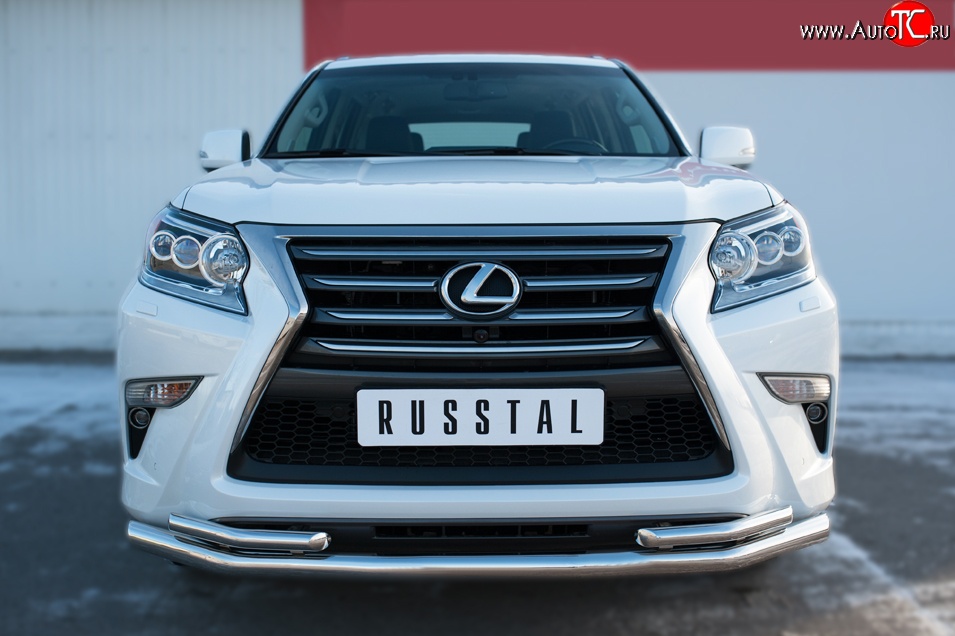 21 449 р. Защита переднего бампера (2 трубыØ63 и 42 мм, нержавейка) SLITKOFF Lexus GX460 J150 1-ый рестайлинг (2013-2019)  с доставкой в г. Королёв