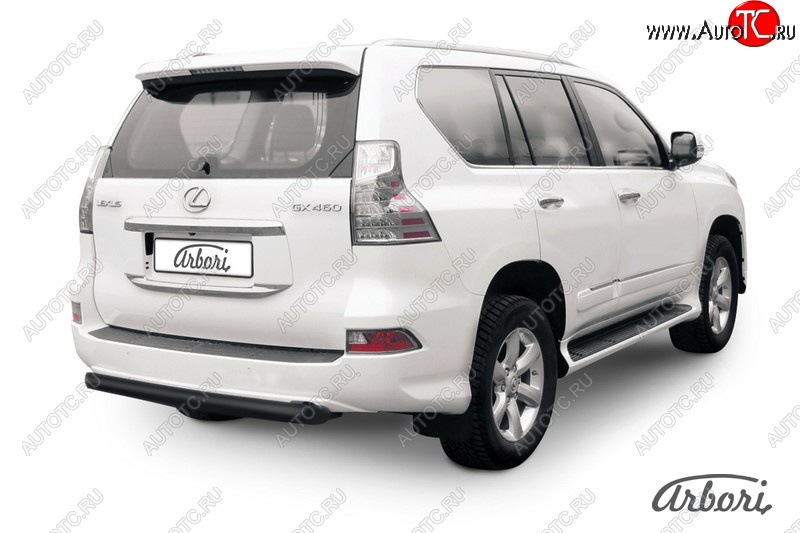 12 059 р. Защита заднего бампера Arbori (короткая, черная, 1 труба d76 mm). Lexus GX460 J150 1-ый рестайлинг (2013-2019)  с доставкой в г. Королёв