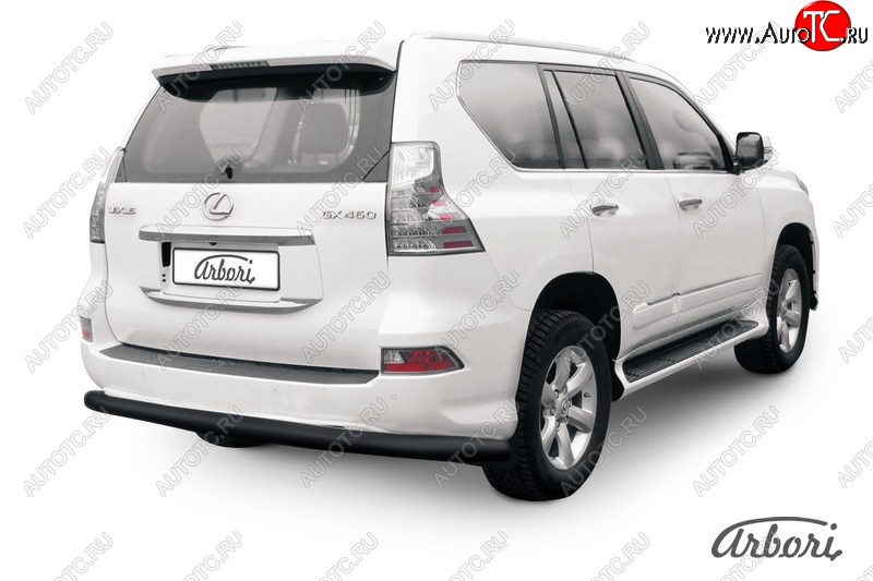 8 459 р. Защита заднего бампера Arbori (черная, 1 труба d76 mm). Lexus GX460 J150 1-ый рестайлинг (2013-2019)  с доставкой в г. Королёв