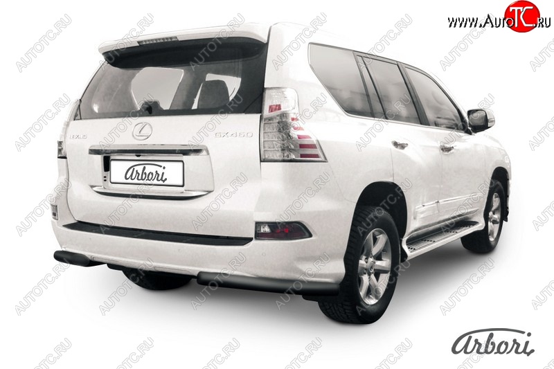 9 449 р. Защита заднего бампера Arbori (черная, 1 труба d76 mm). Lexus GX460 J150 1-ый рестайлинг (2013-2019)  с доставкой в г. Королёв