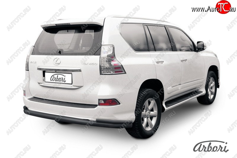 13 499 р. Защита заднего бампера Arbori (черная, 2 трубы d76 и 42 mm). Lexus GX460 J150 1-ый рестайлинг (2013-2019)  с доставкой в г. Королёв