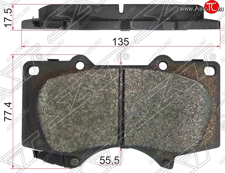 1 299 р. Колодки тормозные SAT (передние,135x77.4x17.5 mm) Lexus GX460 J150 дорестайлинг (2009-2013)  с доставкой в г. Королёв