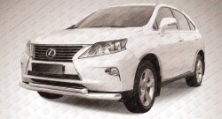 Двойная защита переднего бампера из двух труб диаметром 76 и 57 мм Slitkoff Lexus RX350 AL10 рестайлинг (2012-2015)